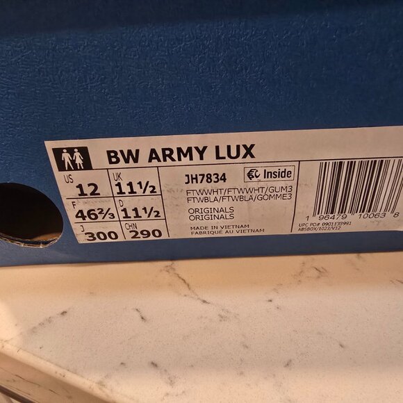 NEW Adidas BW Army Lux Men’s Size 12 White Gum Leather JH7834 SHOES SKATEBOARD - Picture 9 of 16